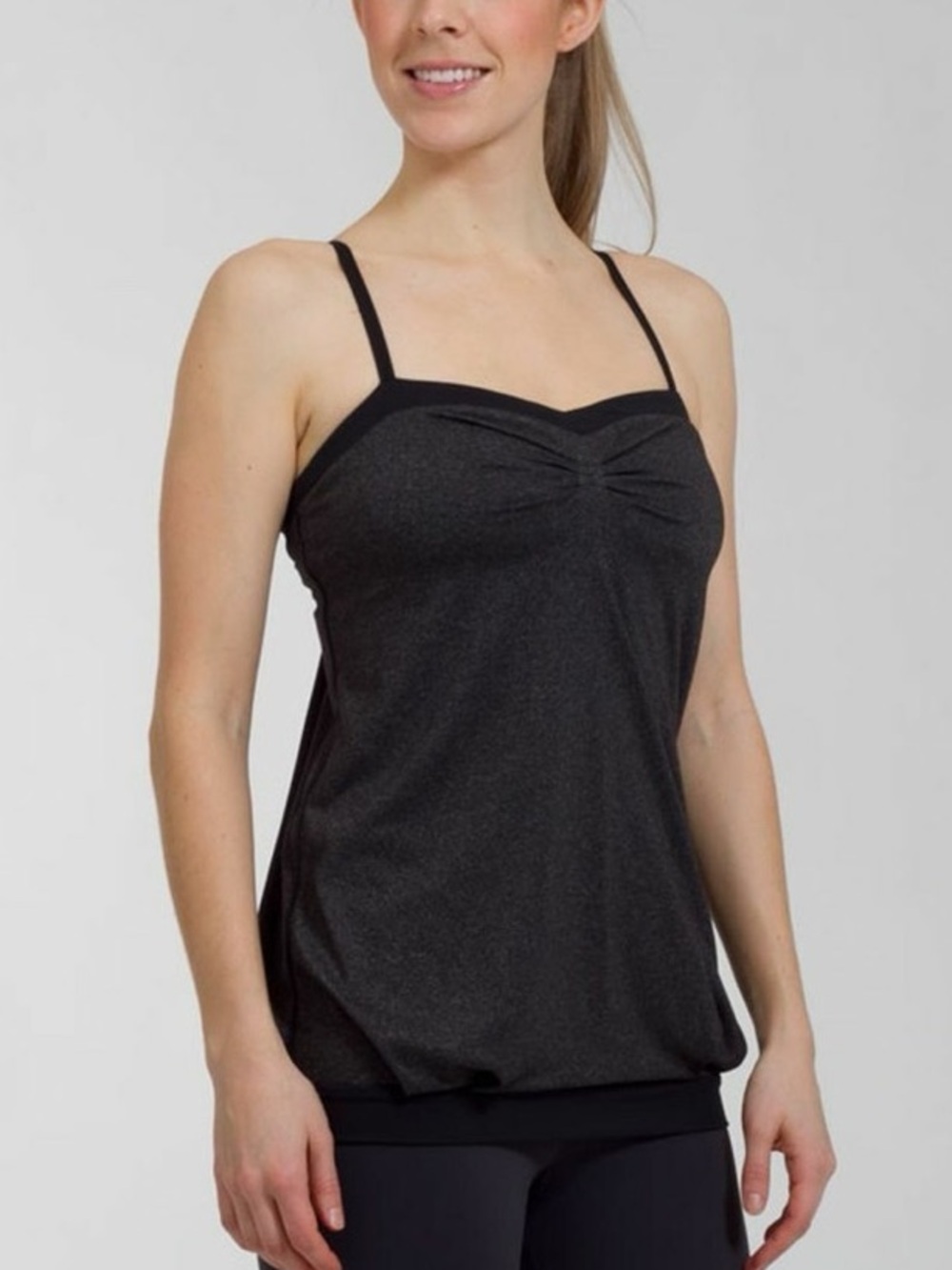 y2k lululemon racerback tank top grey ruched full length activewear shirt